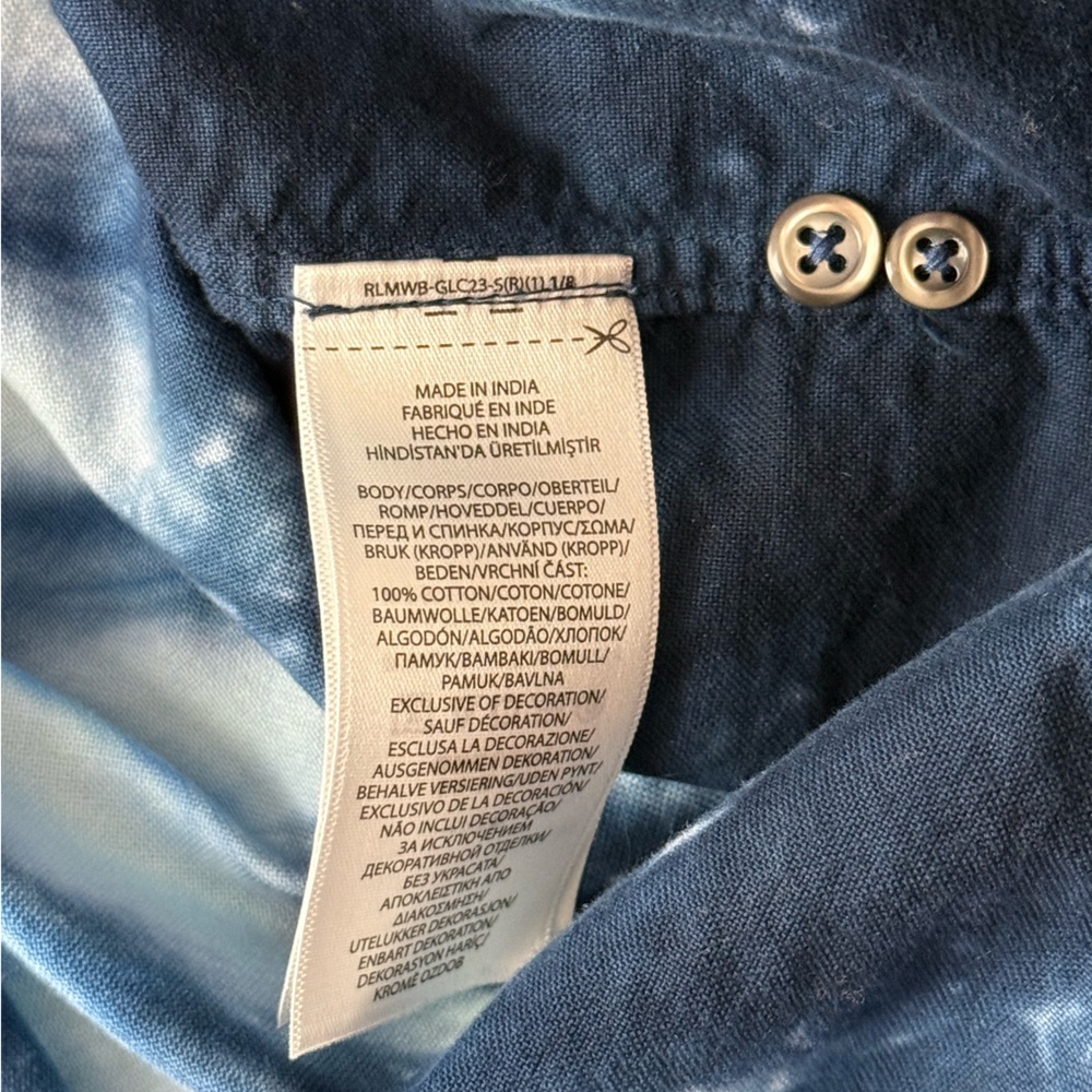 Polo Ralph Lauren Blue Tie Dye Oxford Shirt Logo Button Down Festival Statement - Picture 10 of 12